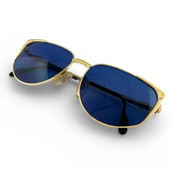 Tiffany & Co. Lunettes Vintage 23k Gold Plated Sunglasses Blue